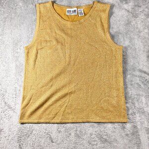 Vintage City Girl Nancy‎ Bolen Metallic Gold Shimmer Sweater Tank Top Womens M